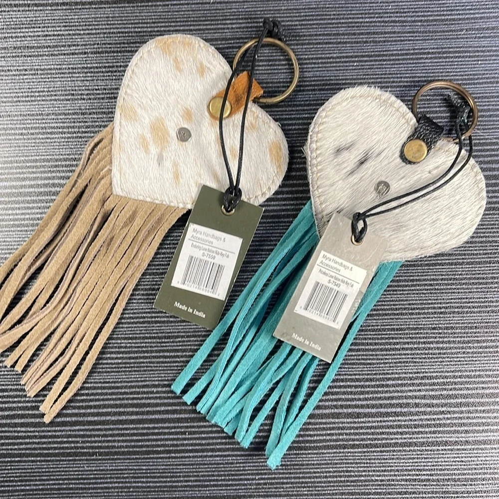 Myra Bag Heart Keychain with Fringe - Set of 2